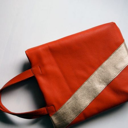 Lederjutebeutel rostrot und gold