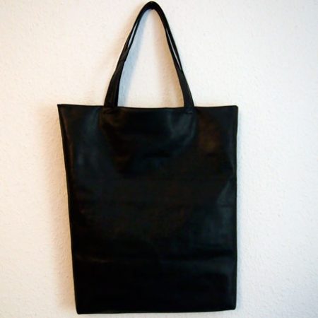 Lederjutebeutel pechschwarz