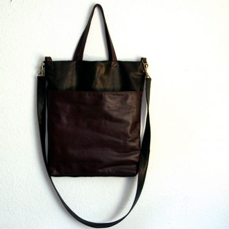 Ledertasche in schwarz und dunkelrostrot. krambeutel Deine Wunschtasche www.krambeutel.de München // Stefanie Ramb