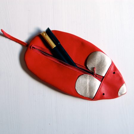 Lederne Maus für Stifte Kosmetik Kleinigkeiten www.krambeutel.de krambeutel Deine Wunschtasche Mäppchen Etui München Stefanie Ramb