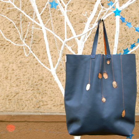 blaue Ledertasche Shopper krambeutel Deine Wunschtasche www.krambeutel.de München Stefanie Ramb